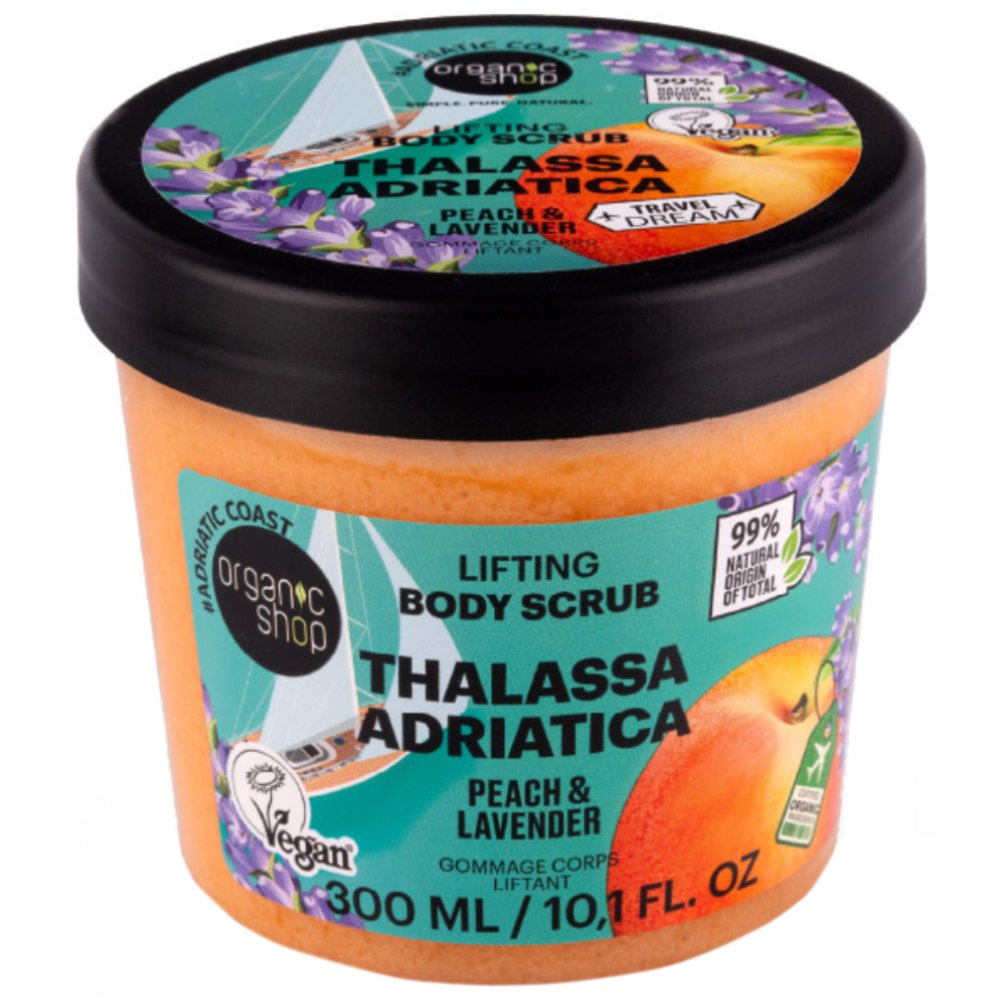 Organic Shop Lifting Thalassa Adriatica Peach & Lavender Ενυδατικό Απολεπιστικό Σώματος με Άρωμα Ροδάκινο & Λεβάντα για Χαλάρωση & Αναζωογόνηση 300ml