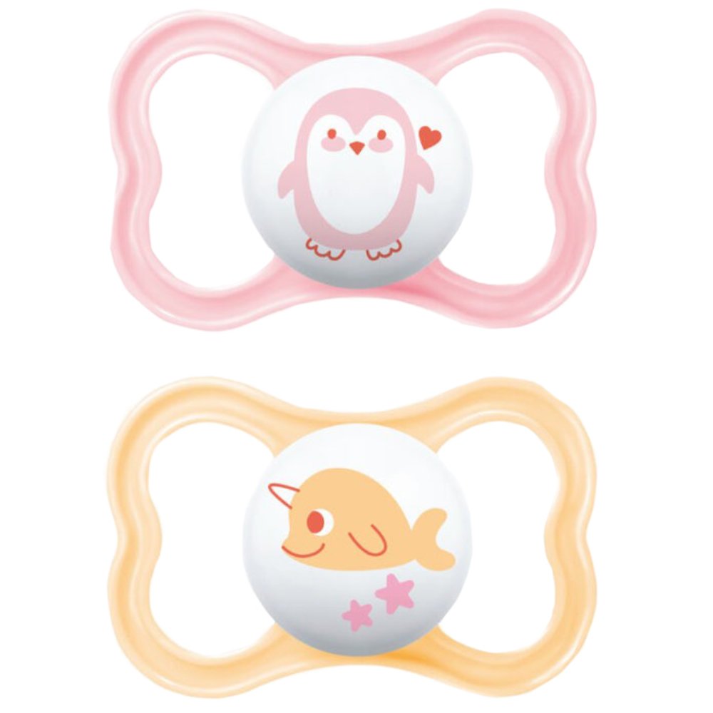 Mam Air Silicone Soother 16m+ Ορθοδοντικές Πιπίλες Σιλικόνης με Θήκη Μεταφοράς 2 Τεμάχια, Κωδ 275SGc - Ροζ / Ανοιχτό Μπέζ