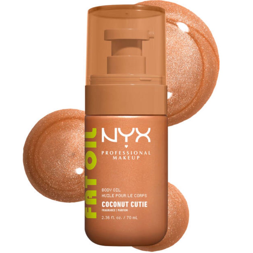 Nyx Professional Makeup Fat Oil Sun-Lit Gold Body Oil Ενυδατικό Λάδι Σώματος που Προσφέρει 24ωρη Έντονη Λάμψη με Άρωμα Καρύδα & Ροδάκινο 70ml - Coconut Cutie