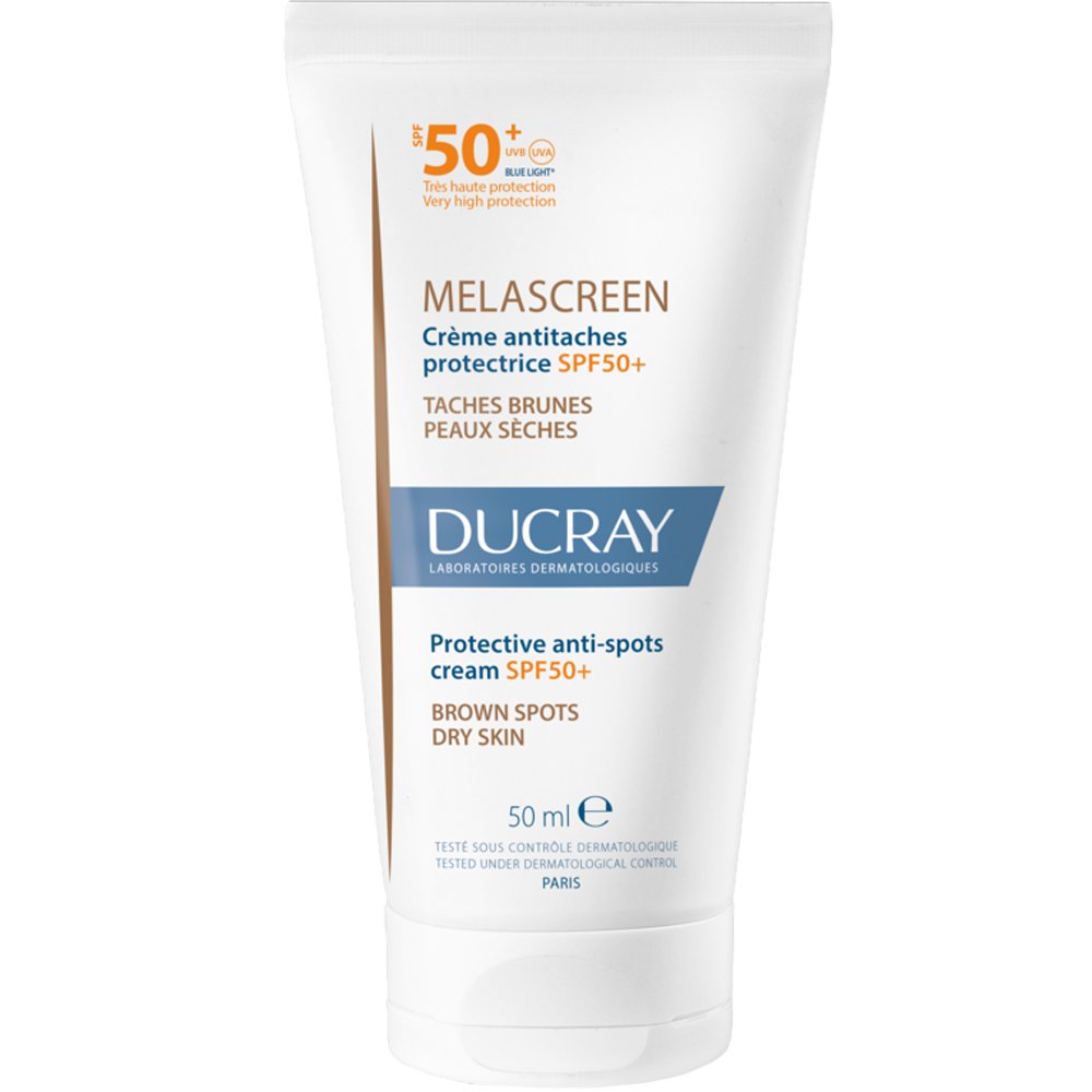 Ducray Melascreen Protective Anti-Spots Cream Spf50+ Λεπτόρρευστη Αντηλιακή Κρέμα Προσώπου Πολύ Υψηλής Προστασίας Κατά των Καφέ Κηλίδων, Κατάλληλη για Ξηρές Επιδερμίδες  50ml 59496