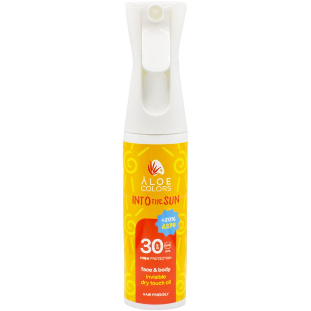 Aloe Colors Promo Into The Sun Spf30 Face, Body & Hair Oil Αντηλιακό Ξηρό Λάδι Προσώπου, Σώματος & Μαλλιών Υψηλής Προστασίας για Απαλό & Λαμπερό Δέρμα & Ανάλαφρα Λεία Μαλλιά 240ml