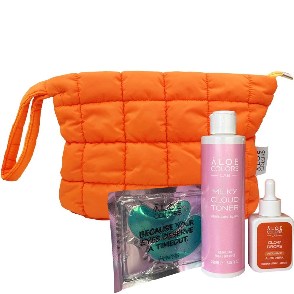Aloe Colors Aloe Colors Promo Skincare Bag Glow With Vitamin C Glow Drops Serum 50ml & Milky Cloud Toner 200ml & Eye Patces Set 1 Τεμάχιο & Δώρο Νεσεσέρ 1 Τεμάχιο