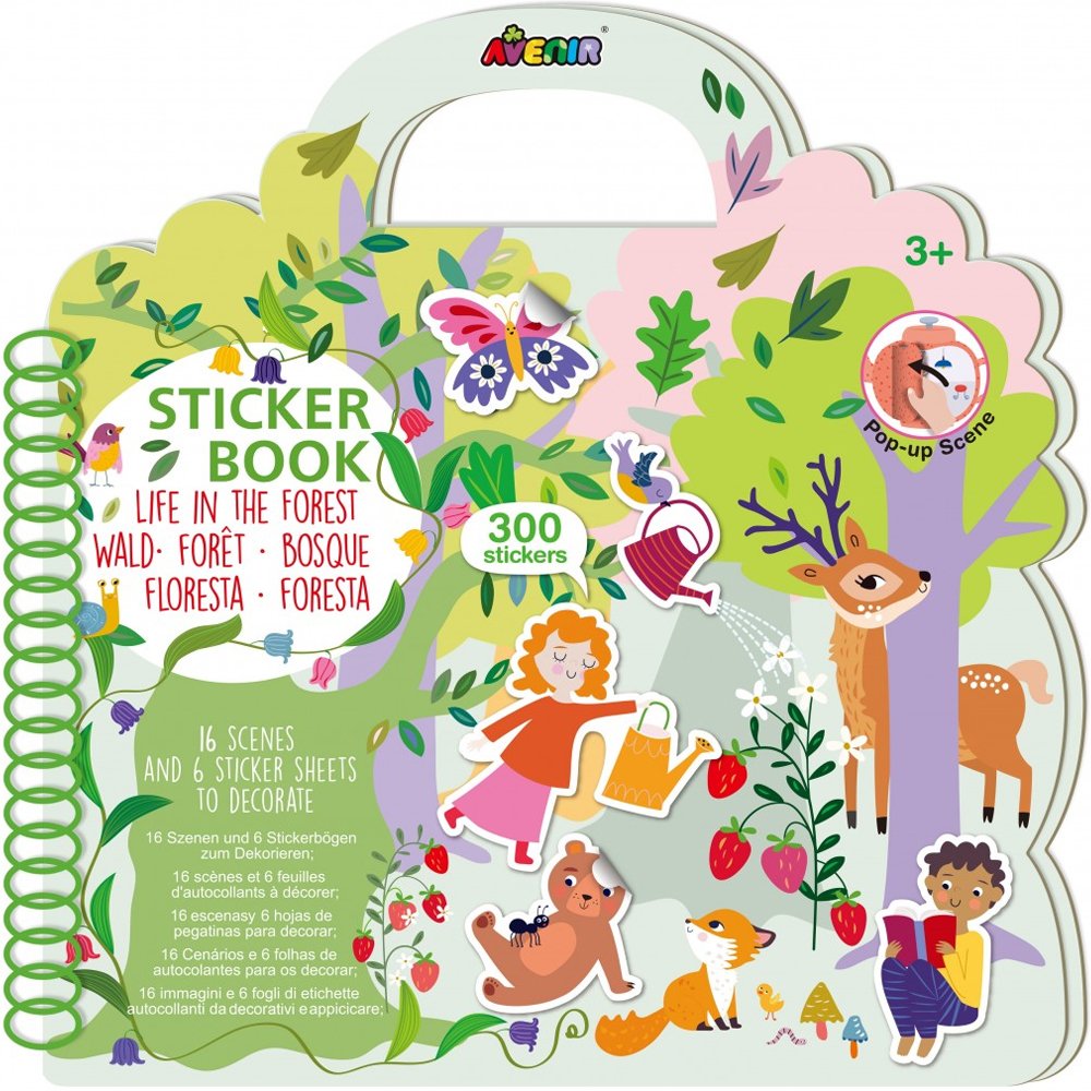 Avenir Avenir Sticker Book Life In The Forest Βιβλίο για Παιδιά Άνω των 3 Ετών με Πάνω από 300 Αυτοκόλλητα με Θέμα τη Ζωή & τα Ζώα του Δάσους για Δημιουργική Απασχόληση & Εκμάθηση 3+ Years 1 Τεμάχιο, Κωδ 60842