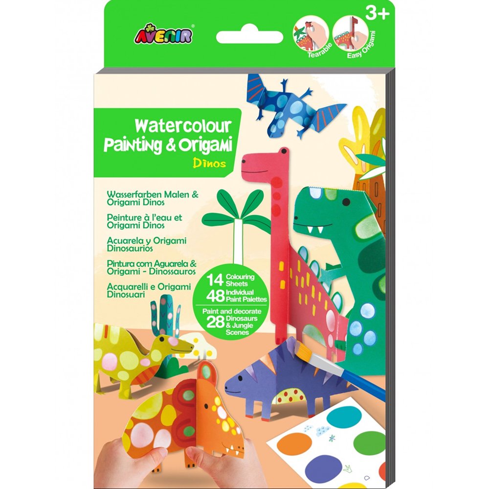 Avenir Avenir Watercolour Painting & Origami Δημιουργικό Παιχνίδι για Παιδιά από 3 Ετών Ζωγραφικής με Νερό & Σχέδια Δεινοσαύρων που Ζωντανεύουν με την Τεχνική του Διπλώματος Χαρτιού Origami 3+ Years 1 Τεμάχιο, Κωδ 60847 - Dinos