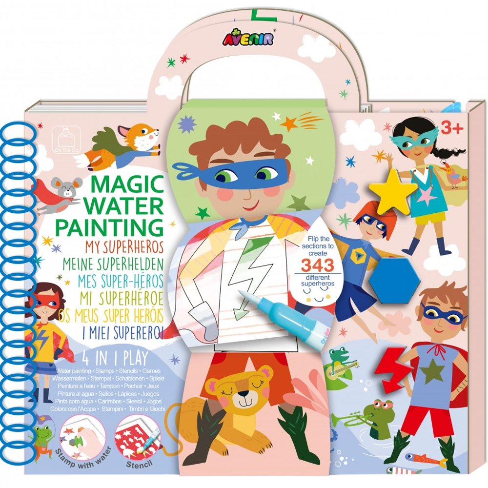 Avenir Avenir Magic Water Painting My Superheros Βιβλίο για Παιδιά Άνω των 3 Ετών για Ζωγραφική με Νερό & Σχέδια Υπερηρώων με Σφραγίδες για Διασκεδαστική Απασχόληση & Ατελείωτα Παιχνίδια 3+ Years 1 Τεμάχιο, Κωδ 60845