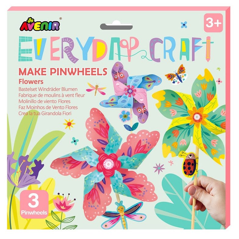 Avenir Everyday Craft Make Pinwheels Flowers Καθημερινές Χειροτεχνίες Δημιουργικής Απασχόλησης Ανεμόμυλοι Λουλούδια, για Κορίτσια από 3 Ετών 1 Τεμάχιο