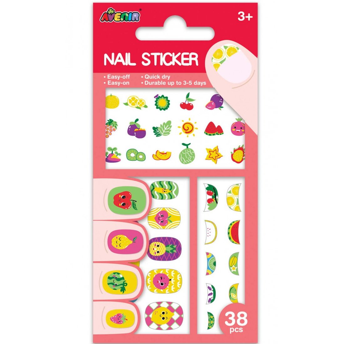 Avenir Avenir Nail Sticker Κωδ 60510 Παιδικά Αυτοκόλλητα Νυχιών 38 Τεμάχια - Fruit