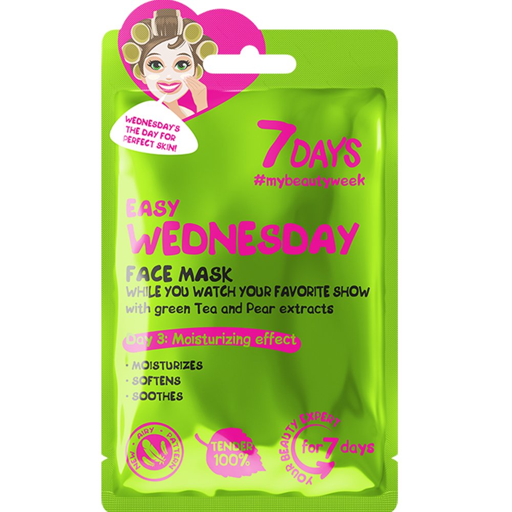 7DAYS 7DAYS Easy Wednesday Day 3 Moisturizing Effect Face Sheet Mask Μάσκα Προσώπου με Εκχύλισμα από Πράσινο Τσάι & Έλαια που Ενυδατώνει, Επαναφέρει την Ελαστικότητα της Επιδερμίδας Προσδίδοντας Αίσθηση Φρεσκάδας 28g