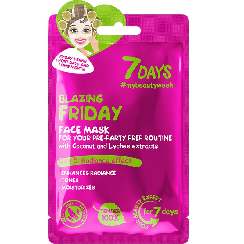 7DAYS 7DAYS Blazing Friday Day 5 Radiance Effect Face Sheet Mask Μάσκα Προσώπου με Νερό Καρύδας με Αναγεννητικές Ιδιότητες για Υγιή & Ξεκούραστη Όψη με Βελούδινη Υφή 28g