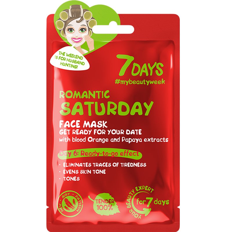 7DAYS 7DAYS Romantic Saturday Day 6 Ready to Go Effect Face Sheet Mask Μάσκα Προσώπου με Σαγκουίνι για Ενυδάτωση, Ελαστικότητα & Αίσθηση Φρεσκάδας 28g