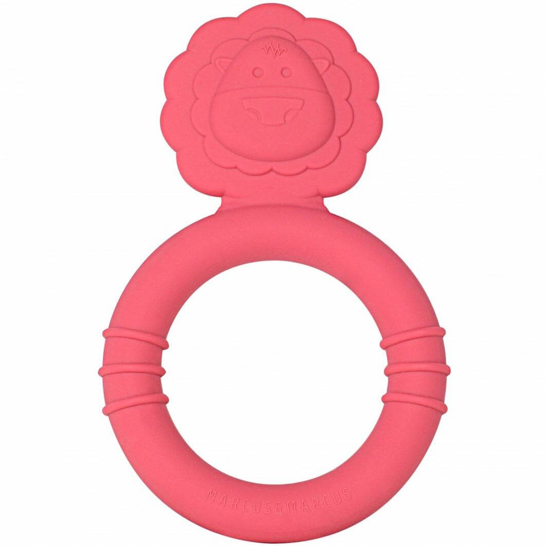 Marcus & Marcus Silicone Teether Lion Μασητικό Σιλικόνης FDA Λιοντάρι, σε Κόκκινο Χρώμα