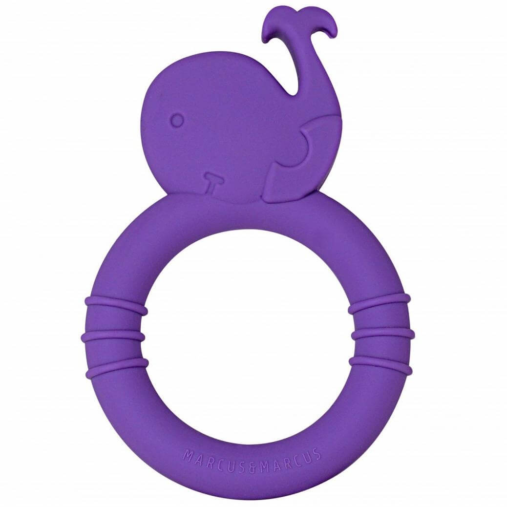 Marcus & Marcus Silicone Teether Whale Μασητικό Σιλικόνης FDA Φάλαινα, σε Μωβ Χρώμα