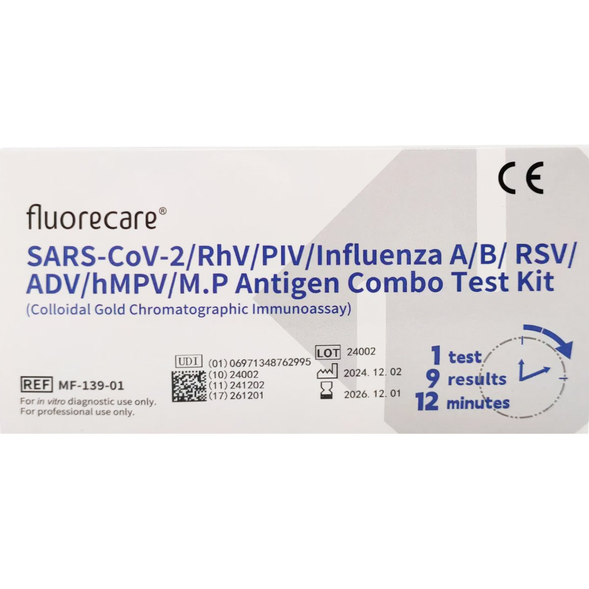 Fluorecare Fluorecare SARS-CoV-2/RhV/PIV/Influenza A/B/ RSV/ADV/hMPV/M.P Antigen Combo Test Kit 1 Τεμάχιο