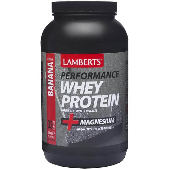 Lamberts Whey Protein Πρωτεΐνη σε Σκόνη Ορού Γάλακτος, με Υπέροχη Γεύση και Προσθήκη Μαγνησίου 1000mg – Banana