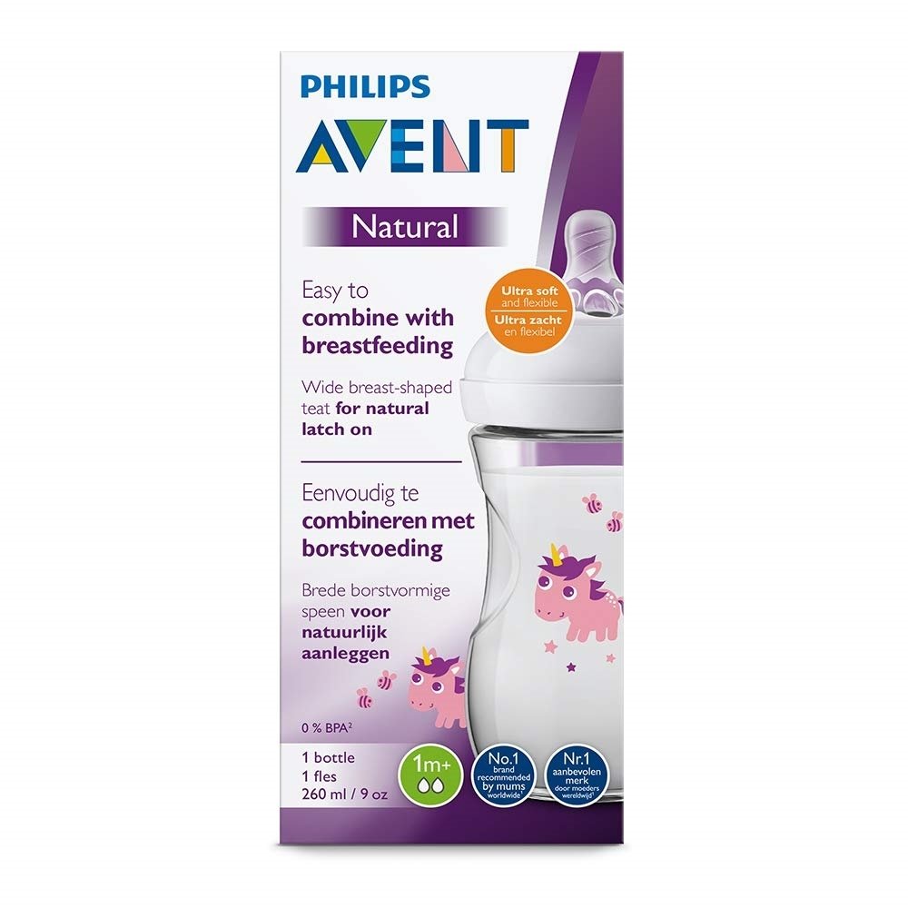 Avent Natural Μπιμπερο Μονόκερος 1m+ 260ml
