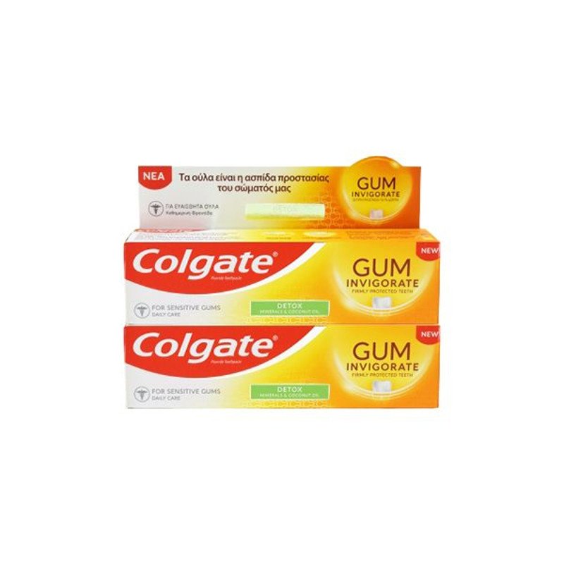 Colgate Promo Gum Invigorate Revitalise Φθοριούχος Οδοντόκρεμα για Καθημερινή Στοματική Υγιεινή 2×75 ml