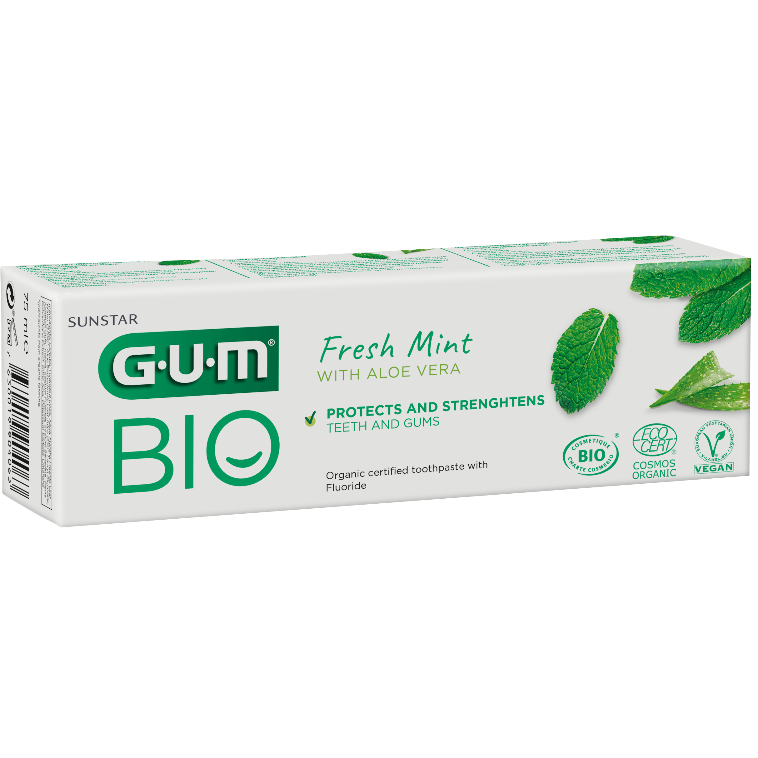 Gum Bio Fresh Mint Toothpaste with Aloe Vera Πιστοποιημένη Οργανική Οδοντόπαστα που Προστατεύει & Ενδυναμώνει Δόντια & Ούλα 75ml