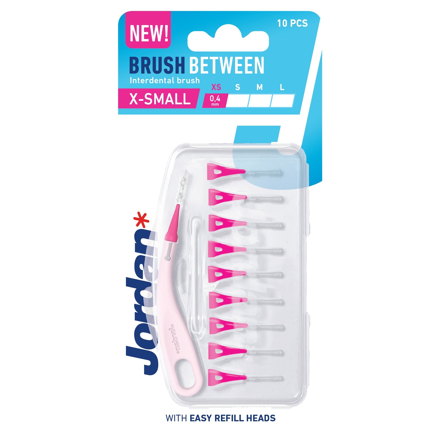 Jordan Brush Between Interdental Brush Μεσοδόντια Βουρτσάκια με Εργονομική Κυρτή Λαβή  10 Τεμάχια - Extra Small (0.4mm)