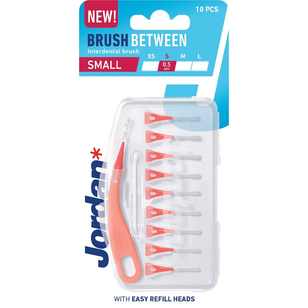 Jordan Jordan Brush Between Interdental Brush Μεσοδόντια Βουρτσάκια με Εργονομική Κυρτή Λαβή 10 Τεμάχια - Small (0.5mm)