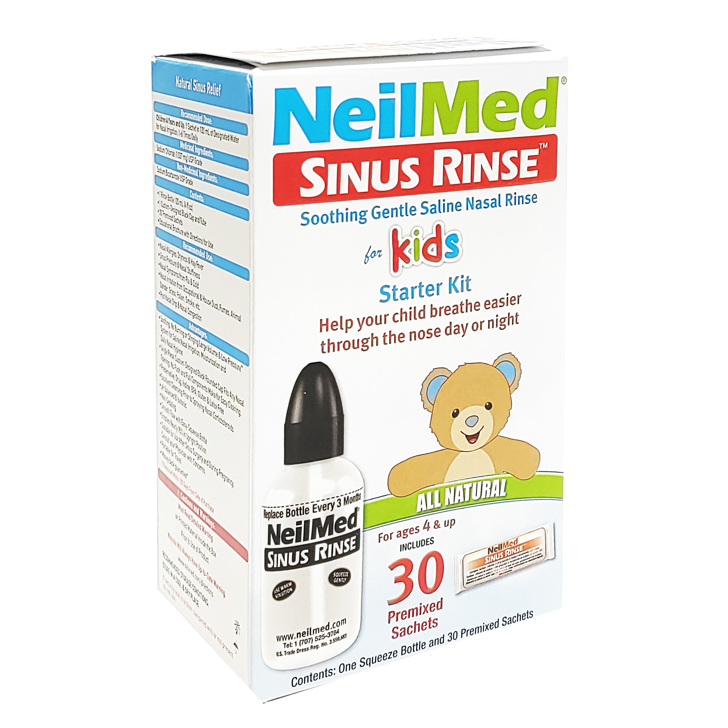 NeilMed Sinus Rinse for Kids Starter Kit Squeeze Bootle 4+ Years 1 Τεμάχιο & Refills 30 Φακελίσκοι