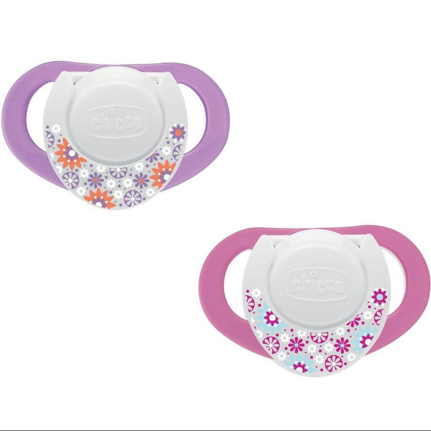 Chicco Πιπίλα Σιλικόνης με Κρίκο Physio Compact Ροζ 6-12m 2 Τεμάχια