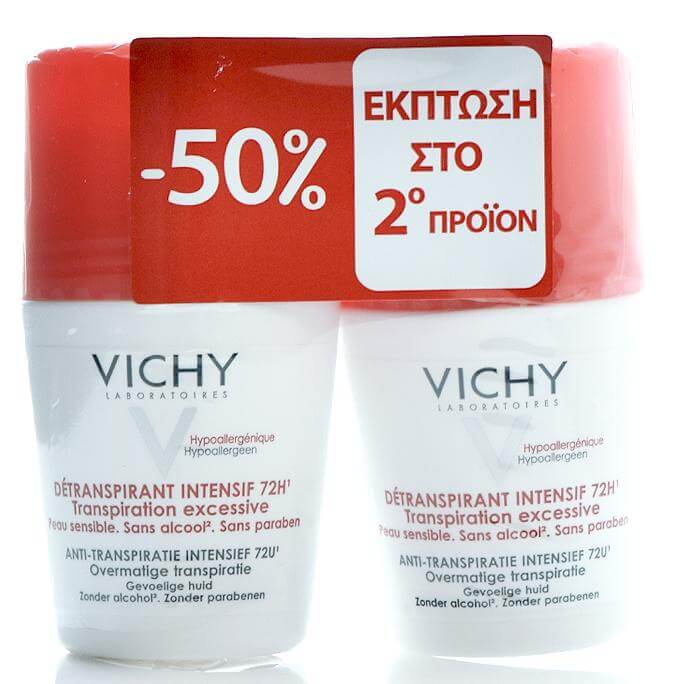Vichy Promo Deodorant Stress Resist 72ώρες Roll-On για Έντονη Εφίδρωση 2 x 50ml Το 2ο στη Μισή Τιμή