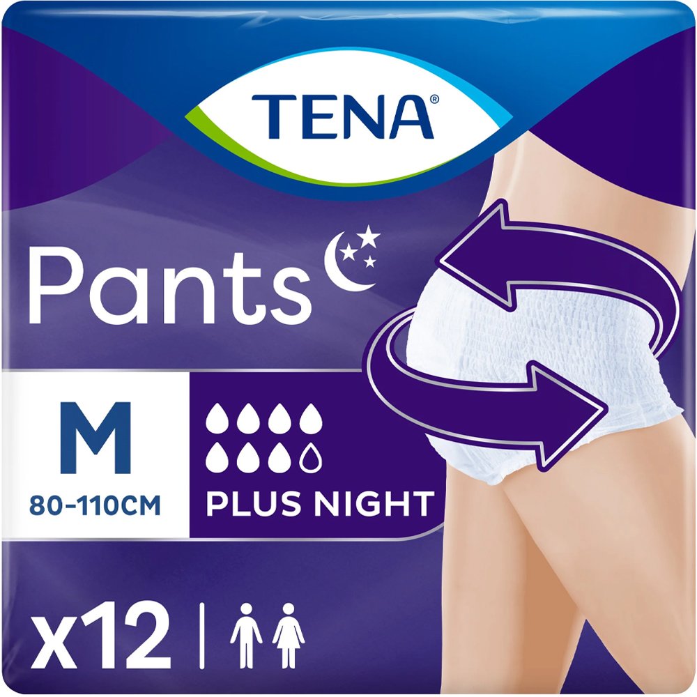 Tena Pants Plus Night Unisex Απορροφητικά Εσώρουχα για Βαριά Μορφή Ακράτειας 12 Τεμάχια - Medium 80-110cm