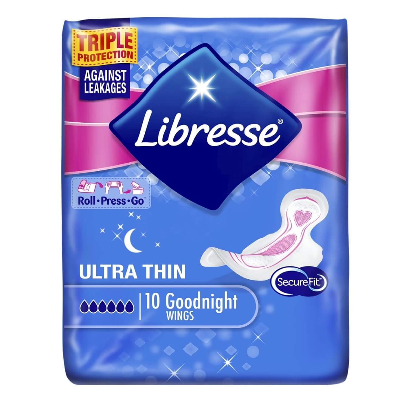 Libresse Ultra Thin Goodnight Σερβιέτες Νύχτας με Φτερά 10 Τεμάχια