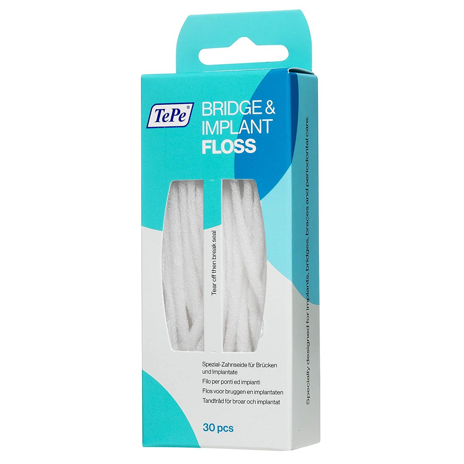 TePe Bridge & Implant Floss Οδοντικό Νήμα με Σπογγώδες Τμήμα, Κατάλληλο για Καθαρισμό των Εμφυτευμάτων & Γεφυρών 30 pcs