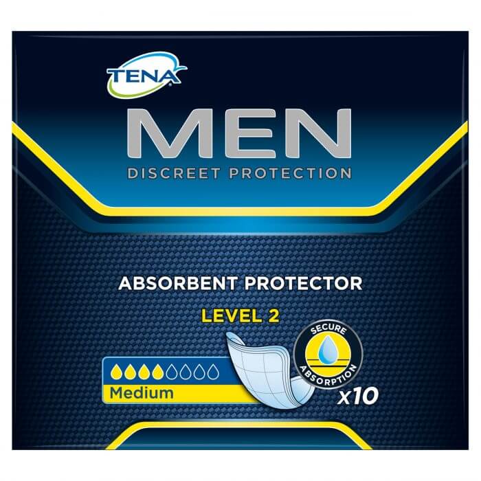 Tena Men Absorbent Protector Level 2 Διακριτική και Ασφαλής Προστασία για την Αντρική Μέτριας Μορφής Ακράτεια 10τμχ