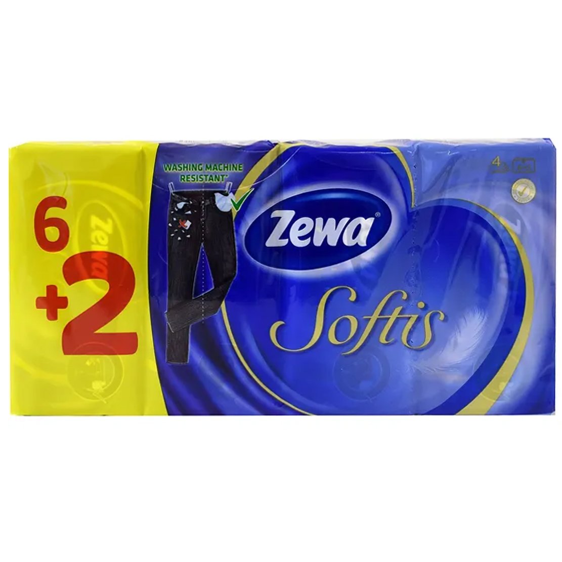 Zewa Softis Tissue Απαλά Χαρτομάντηλα Τσέπης Ανθεκτικά στο Πλύσιμο 8 Τεμάχια