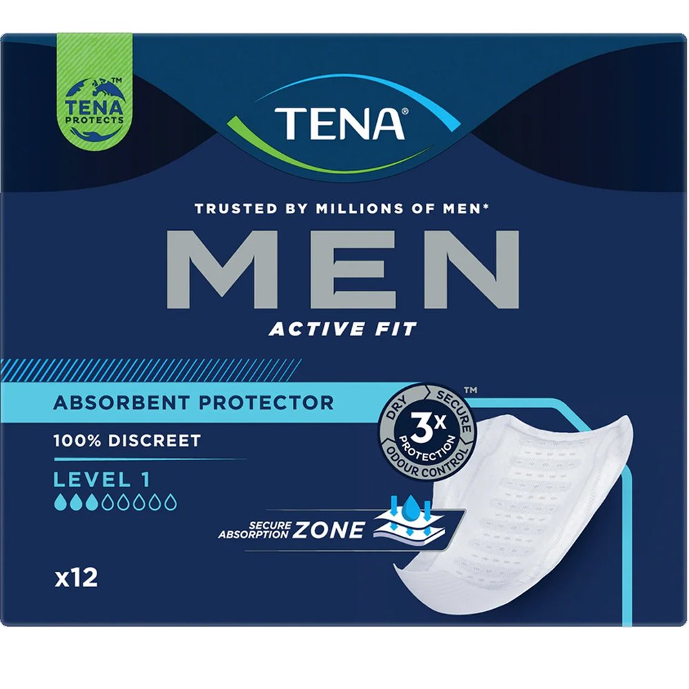 Tena Men Active Fit Absorbent Protector Level 1 Ανδρικά Επιθέματα Ακράτειας Μικρής Απορροφητικότητας 12 Τεμάχια