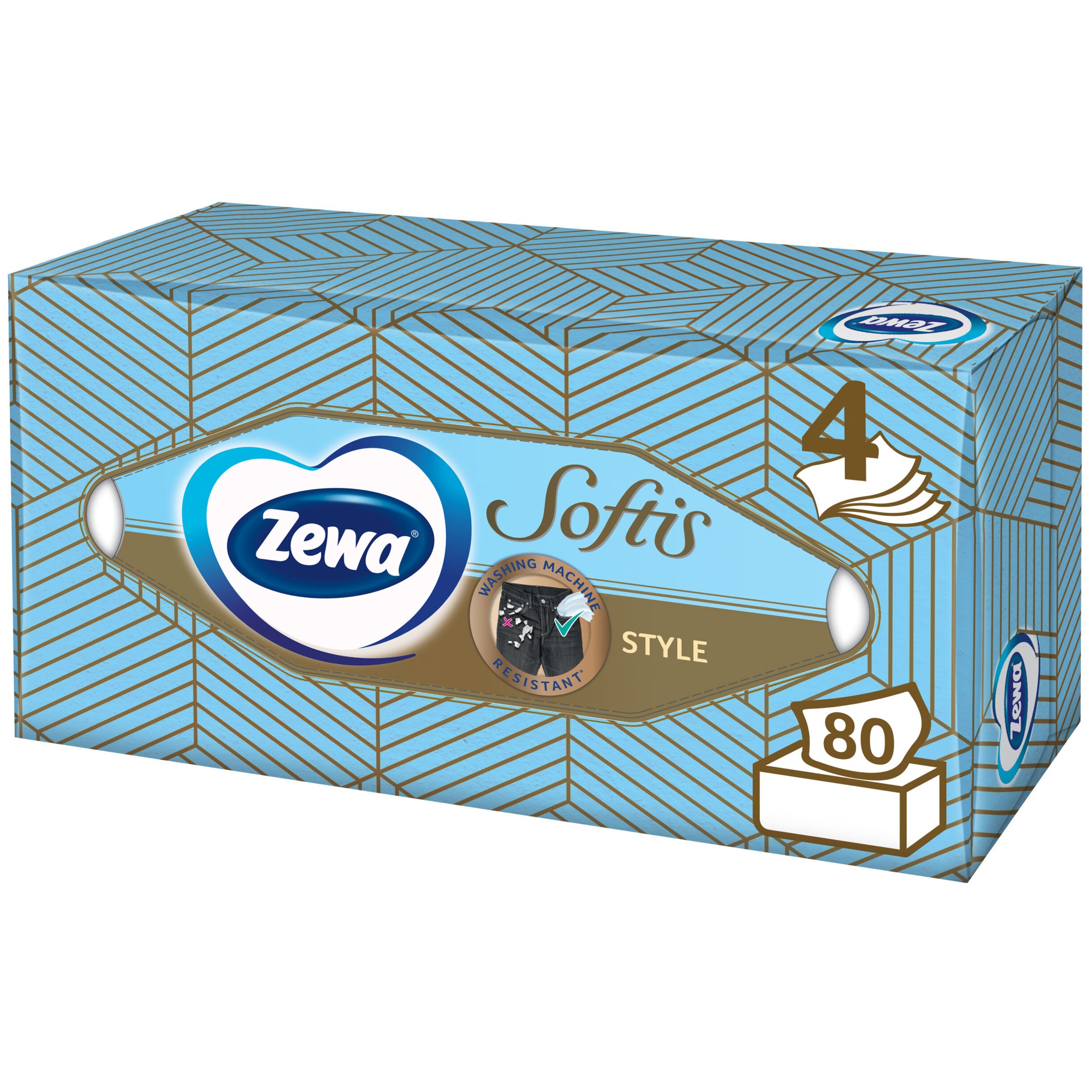 Zewa Zewa Softis Style Box Design Επιτραπέζια Χαρτομάντηλα Τετράφυλλα 80τμχ