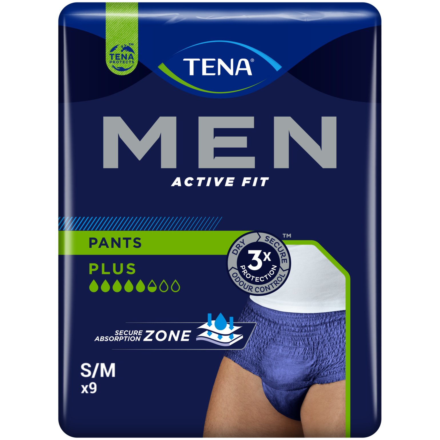 Tena Men Active Fit Pants Plus Ανδρικά Εσώρουχα Ακράτειας για Μεγάλη Διαρροή Ούρων 9 Τεμάχια – Small / Medium