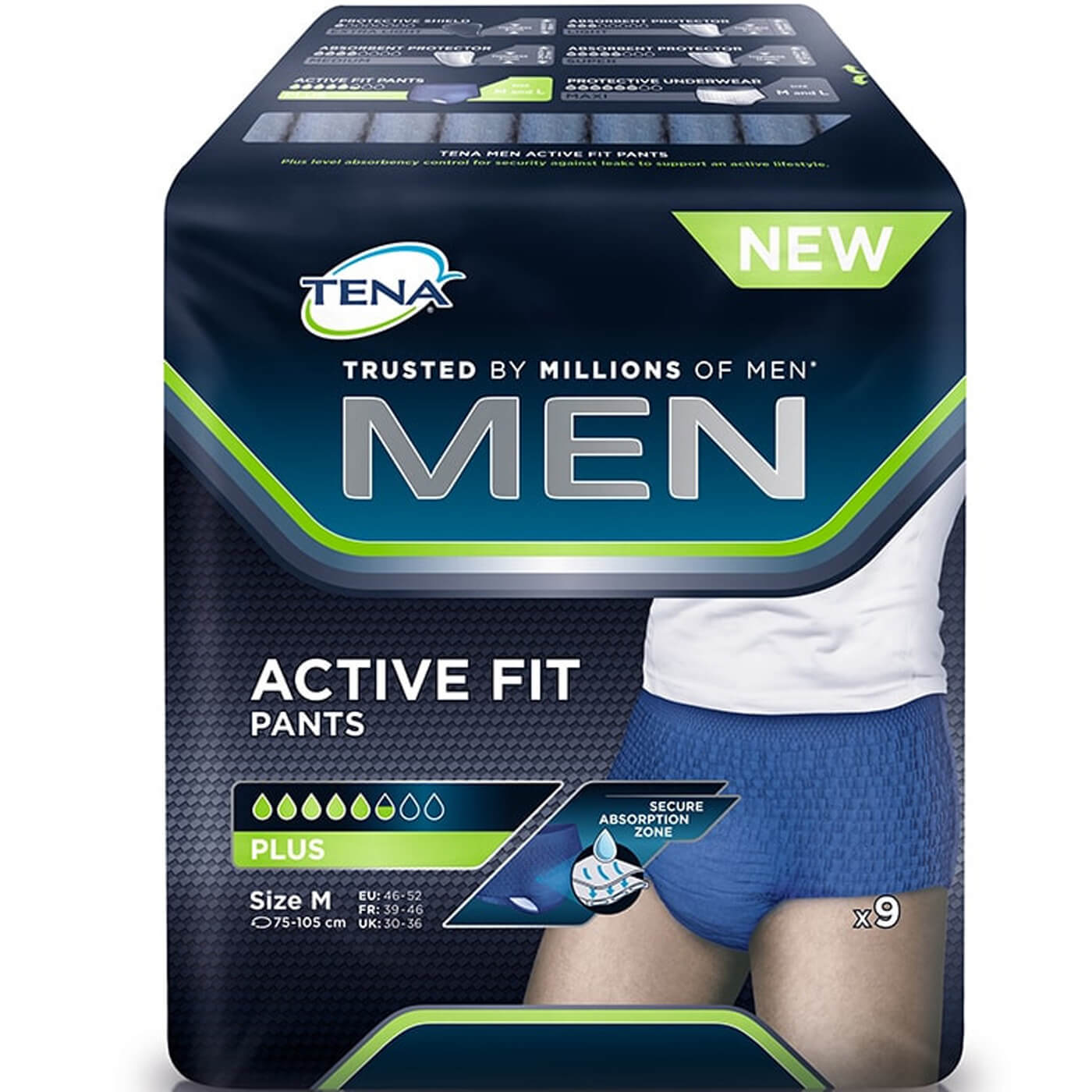 Tena Men Active Fit Pants Plus Medium Ανδρικά Προστατευτικά Εσώρουχα 9 τεμάχια