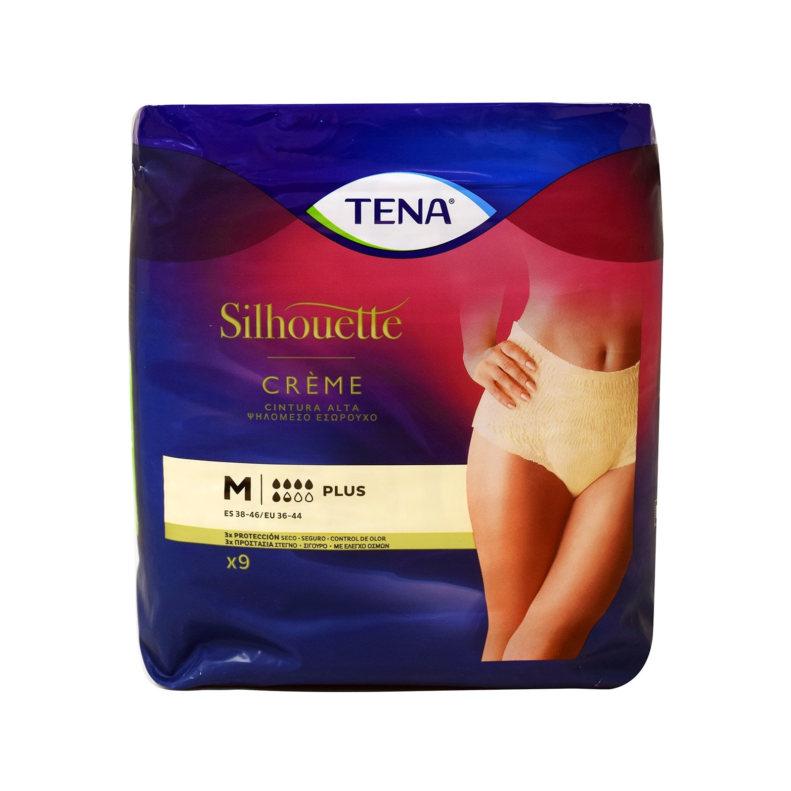 Tena Silhouette Plus Creme Medium Ψηλόμεσο Εσώρουχο για Μέτρια Έως Βαριά Ακράτεια 9 Τεμάχια