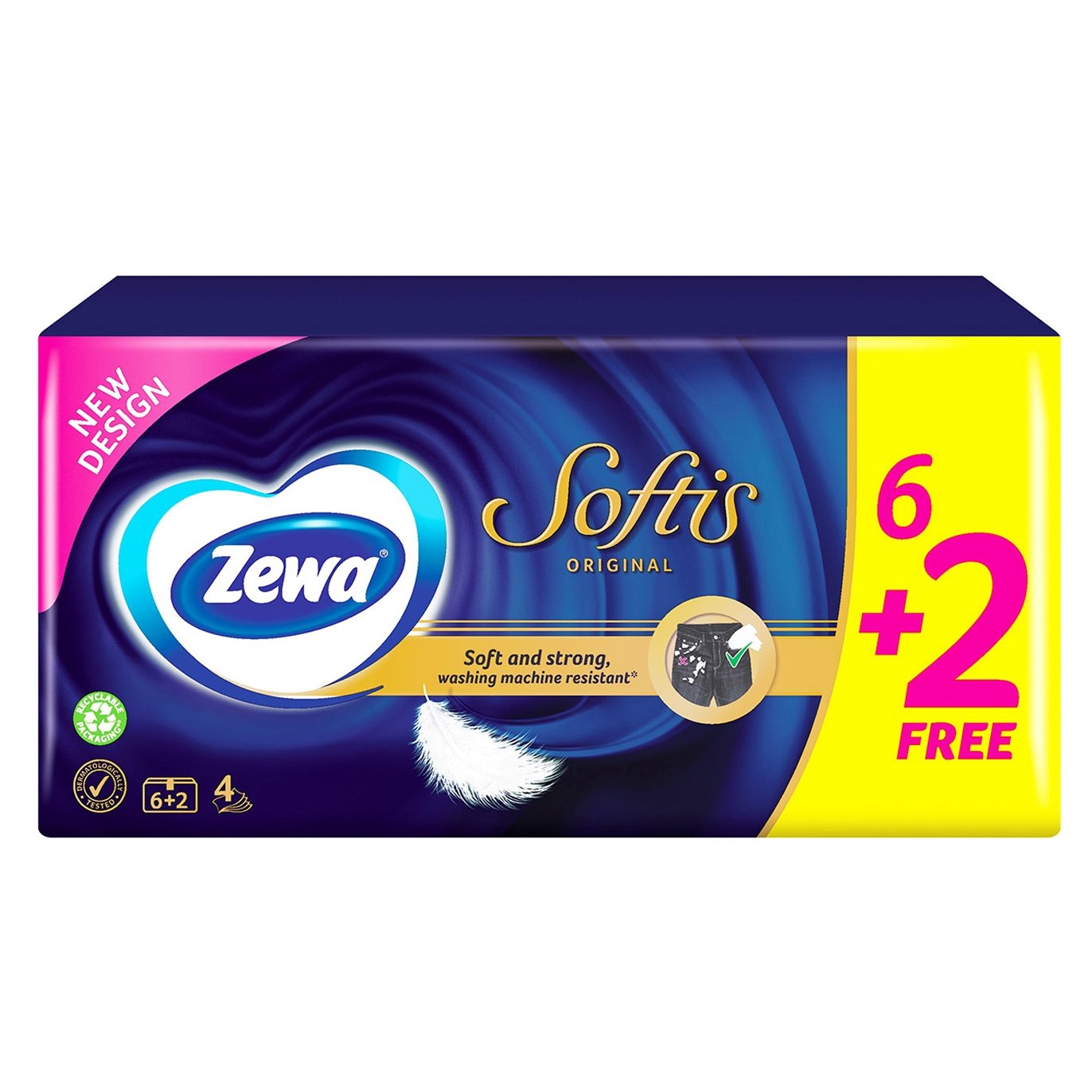 Zewa Softis Classic Χαρτομάντηλα Τσέπης 6+2 τμχ