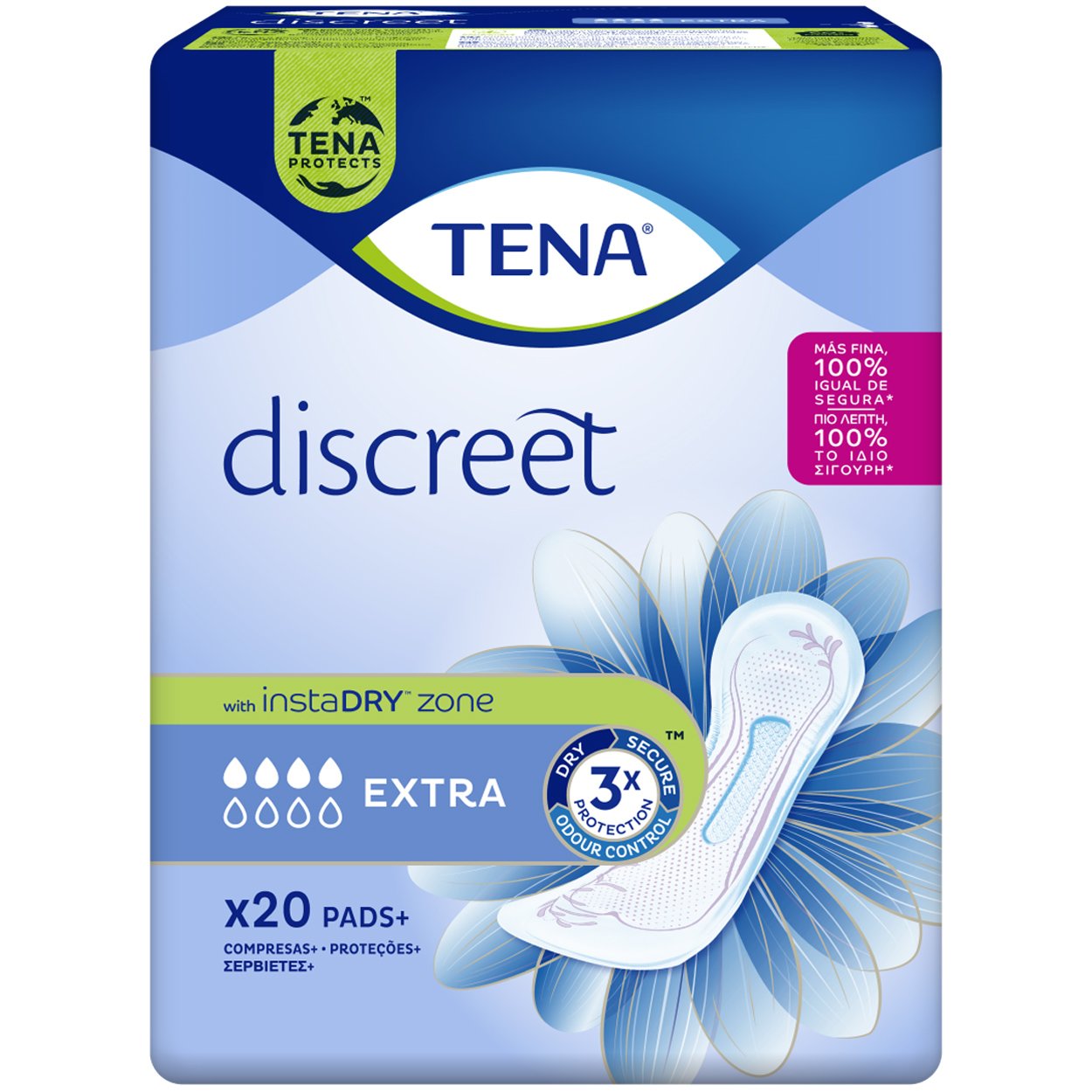 Tena Discreet Extra Σερβιέτες με Τριπλή Προστασία 20 Τεμάχια