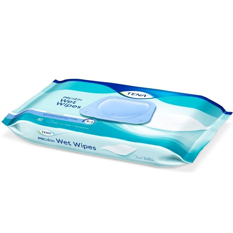 Tena Proskin Wet Wipes Freshly Scented 3in1 Υγρά Μαντηλάκια Καθαρισμού για Άτομα με Ακράτεια Χωρίς Αλκοόλ 48τμχ