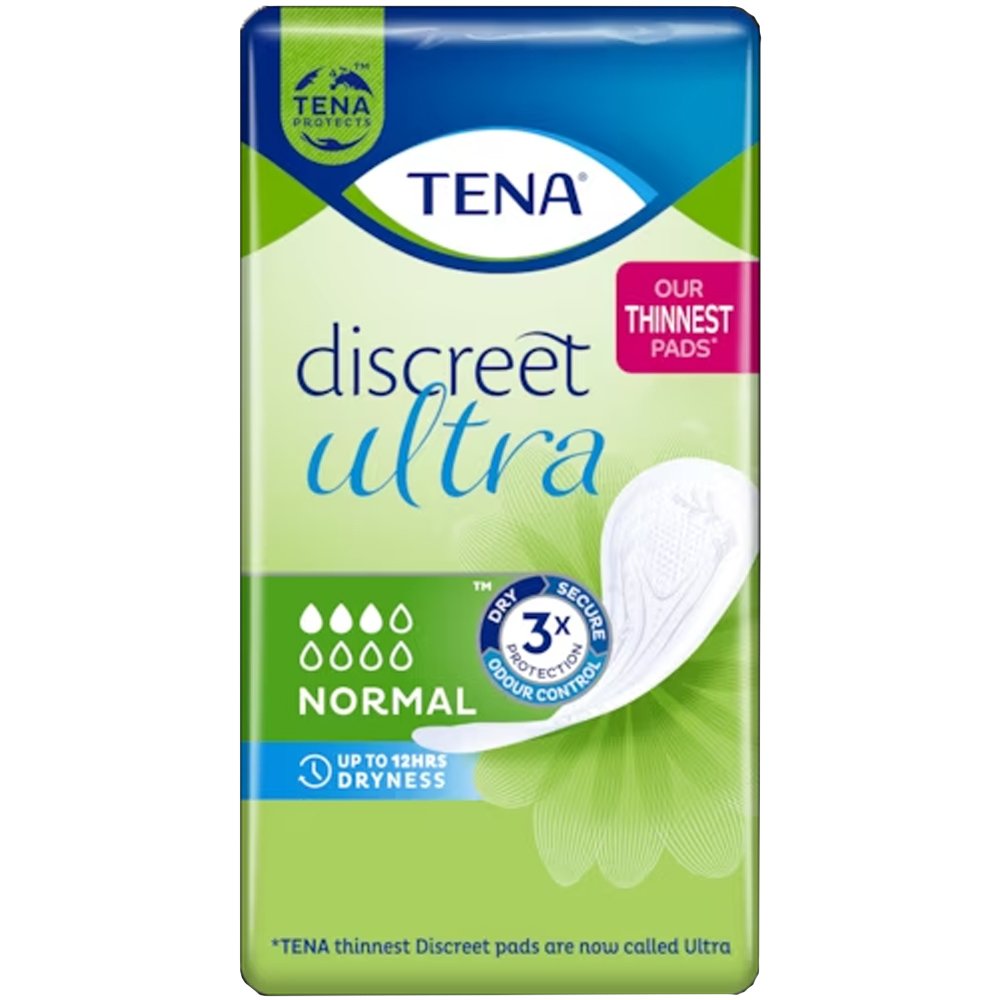 Tena Discreet Ultra Normal Λεπτές Σερβιέτες Χωρίς Άρωμα για Μέτρια Μορφής Ακράτεια 16 Τεμάχια