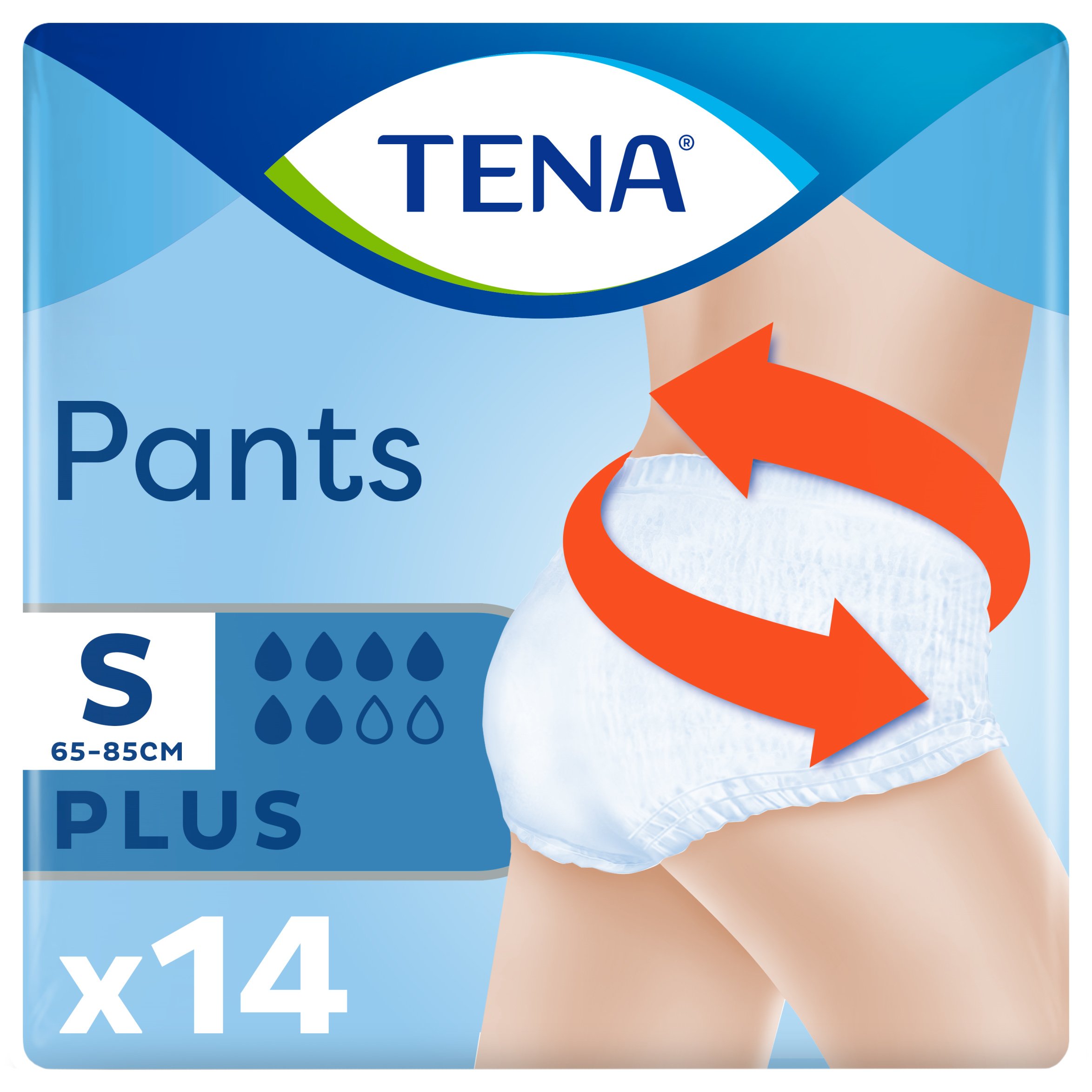 Tena Pants Plus Άνετα & Αξιόπιστα Εσώρουχα μιας Χρήσης για Μέτρια προς Βαριά Μορφή Ακράτειας 14 Τεμάχια – Small 65-85cm