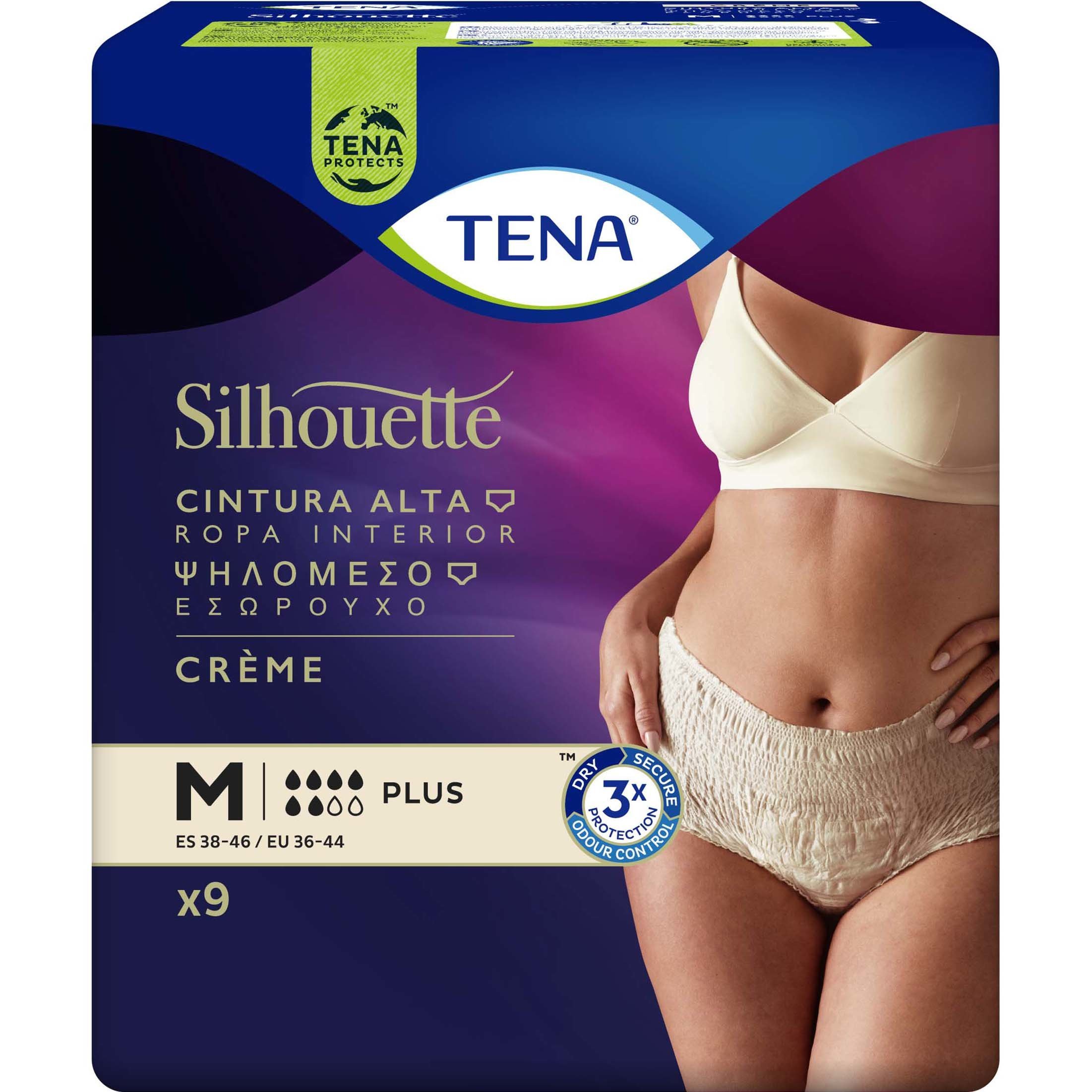 Tena Tena Silhouette Plus Creme Underwear Ψηλόμεσο Εσώρουχο για Μέτρια Έως Βαριά Ακράτεια σε Κρεμ Χρώμα 9 Τεμάχια - Medium