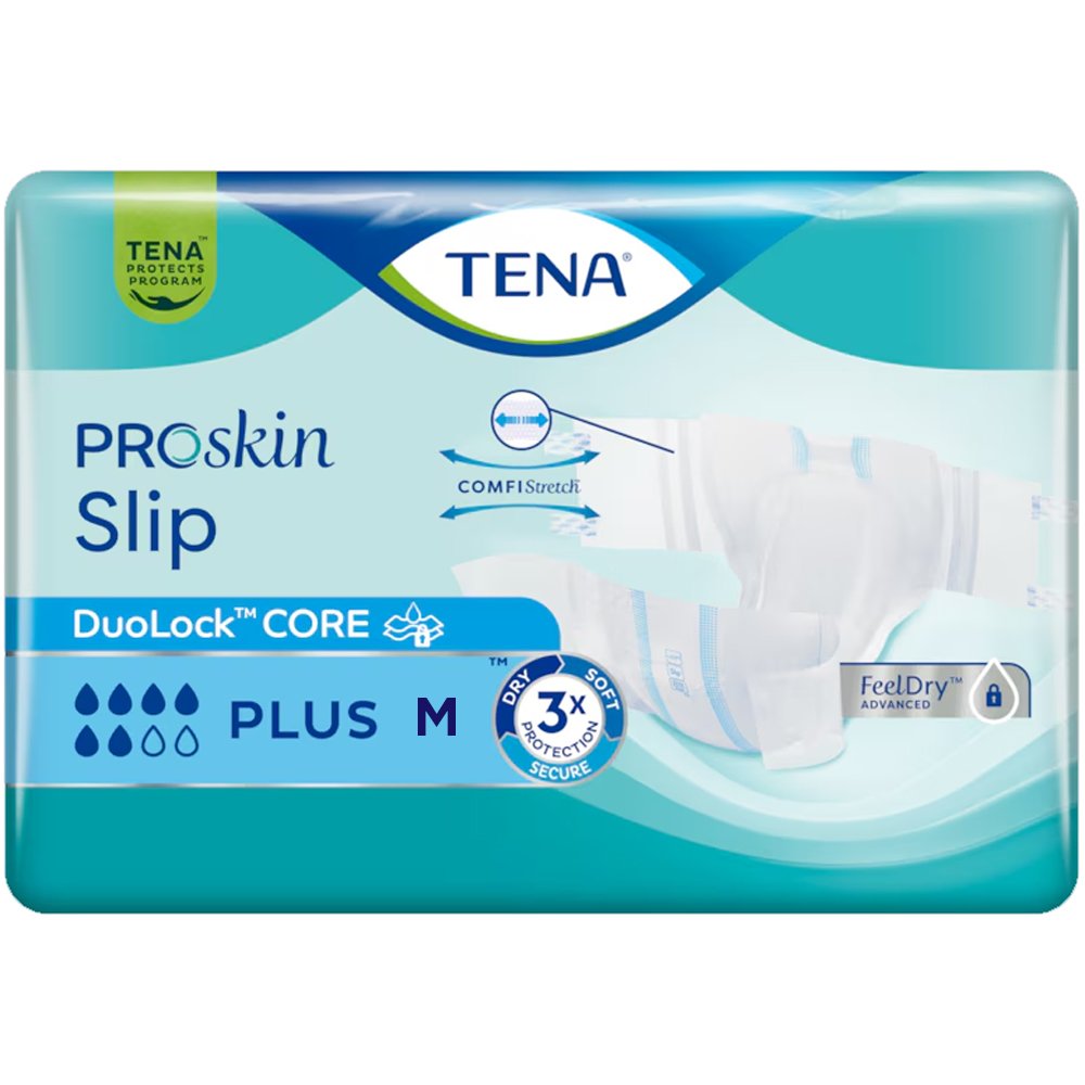 Tena ProSkin Slip Plus Εσώρουχα μιας Χρήσης με Ελαστικά Πλαϊνά για Μέτρια προς Βαριά Μορφή Ακράτειας 30 Τεμάχια - Medium 70 / 122cm