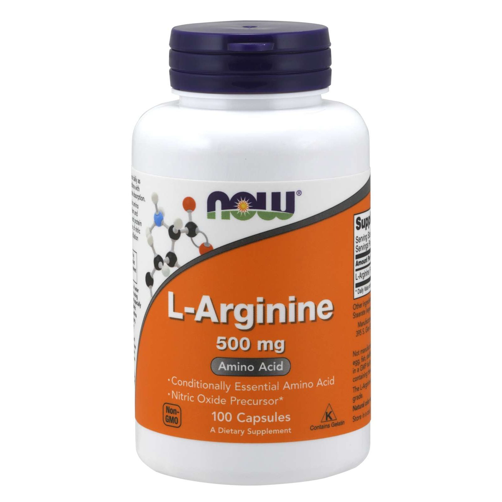 Now Foods L-Arginine 500mg Συμπλήρωμα Διατροφής με Αργινίνη που Συμβάλει στην Παραγωγή Ενέργειας στους Μύες 100 caps