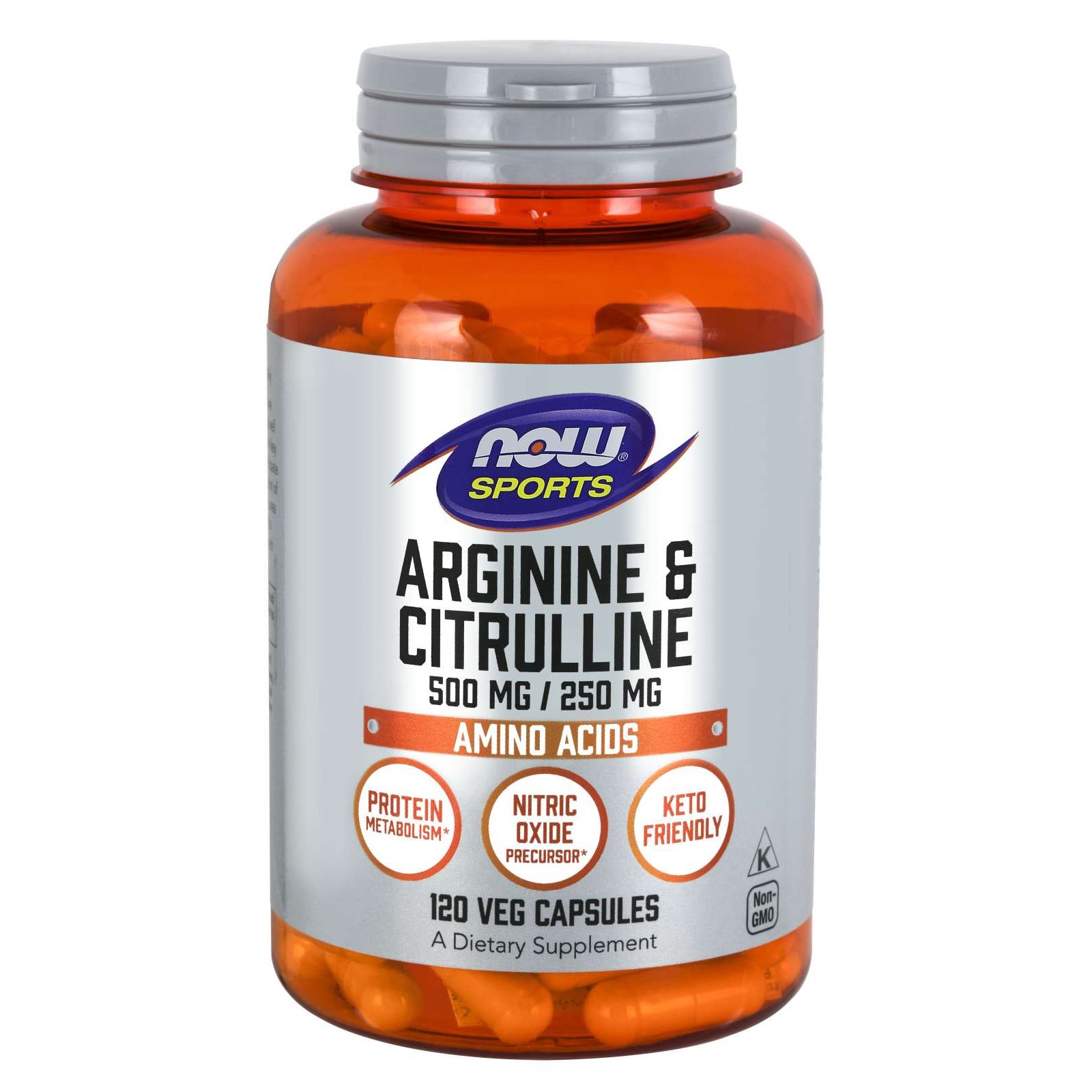 Now Now Foods Arginine & Citrulline 500mg / 250mg Συμπλήρωμα Αργινίνης & Κιτρουλίνης, για το Μεταβολισμό των Πρωτεϊνών 120veg.caps