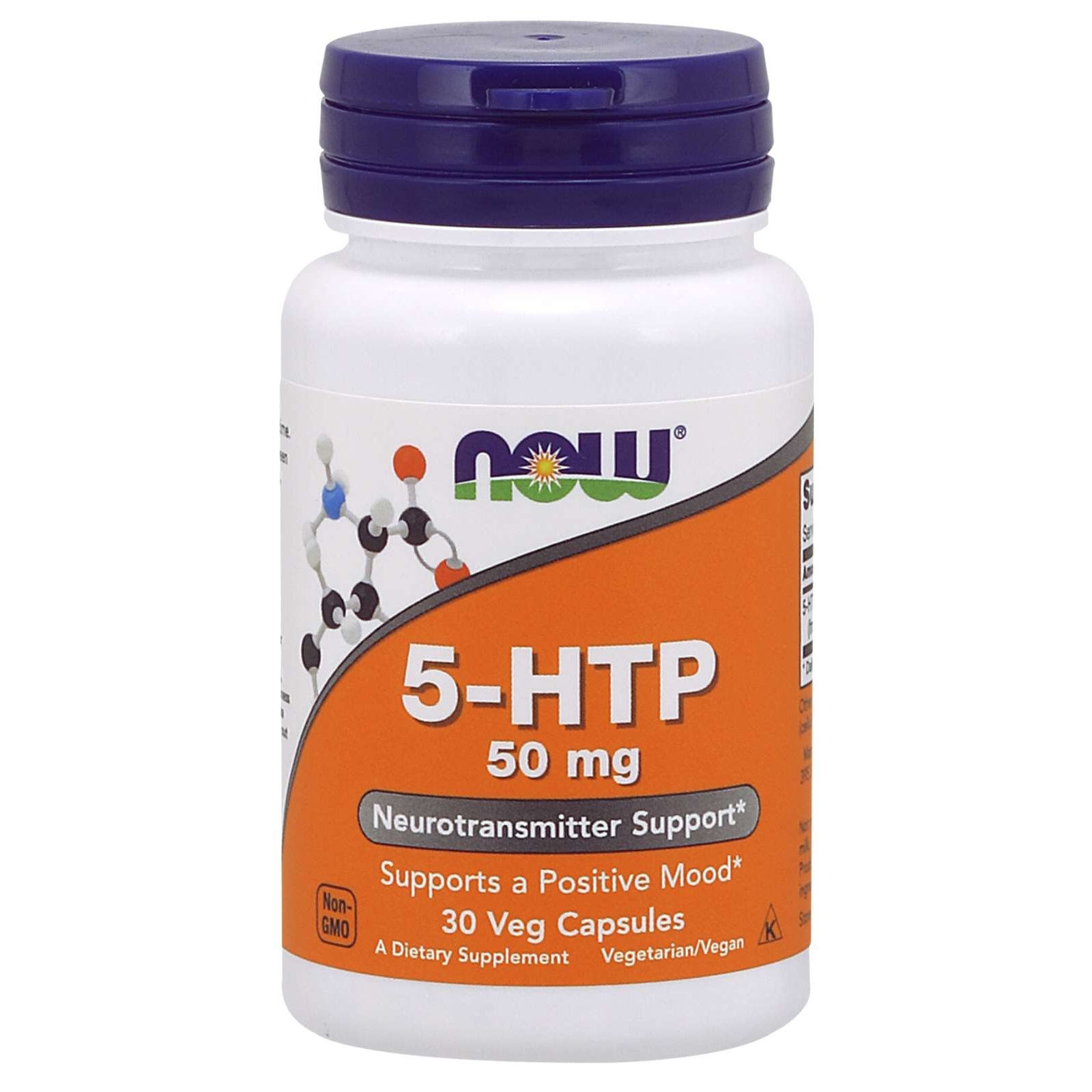 Now Foods 5-HTP 50mg Συμπλήρωμα Διατροφής για την Αύξηση των Επιπέδων Σεροτονίνης στον Οργανισμό 30 VegCaps