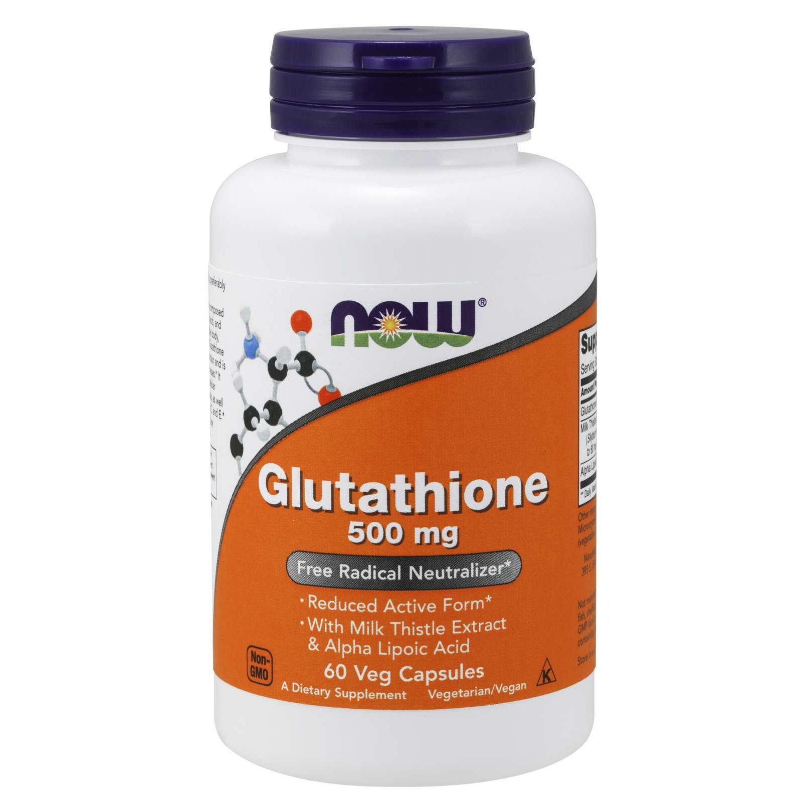 Now Foods Glutathione 500mg Συμπλήρωμα Διατροφής για Ισχυρή Αποτοξίνωση & Προστασία στο Ήπαρ & στο Συκώτι 60VegCaps