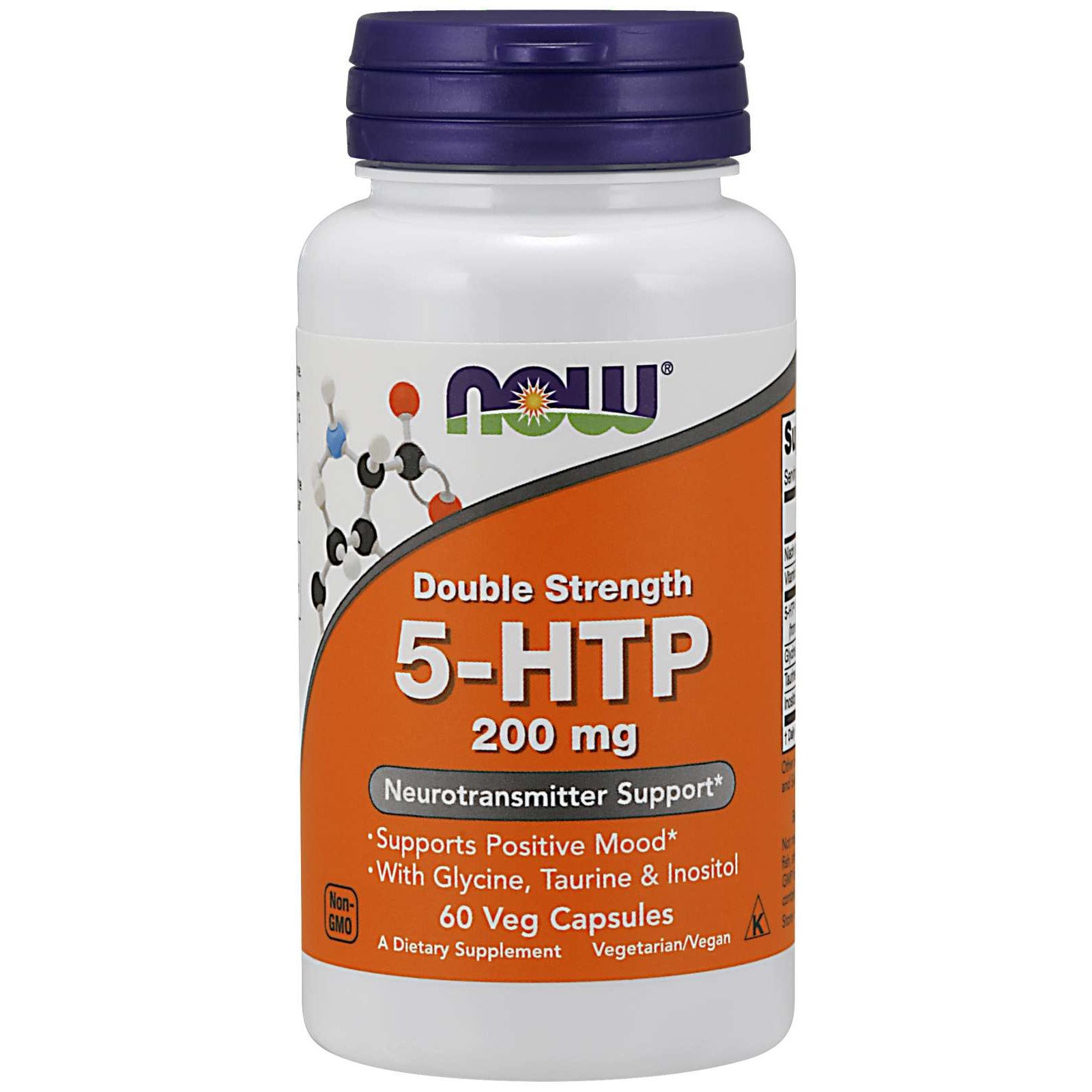 Now Now Foods 5-HTP 200mg Double Strength Συμπλήρωμα Διατροφής για την Αύξηση των Επιπέδων Σεροτονίνης στον Οργανισμό 60veg.caps