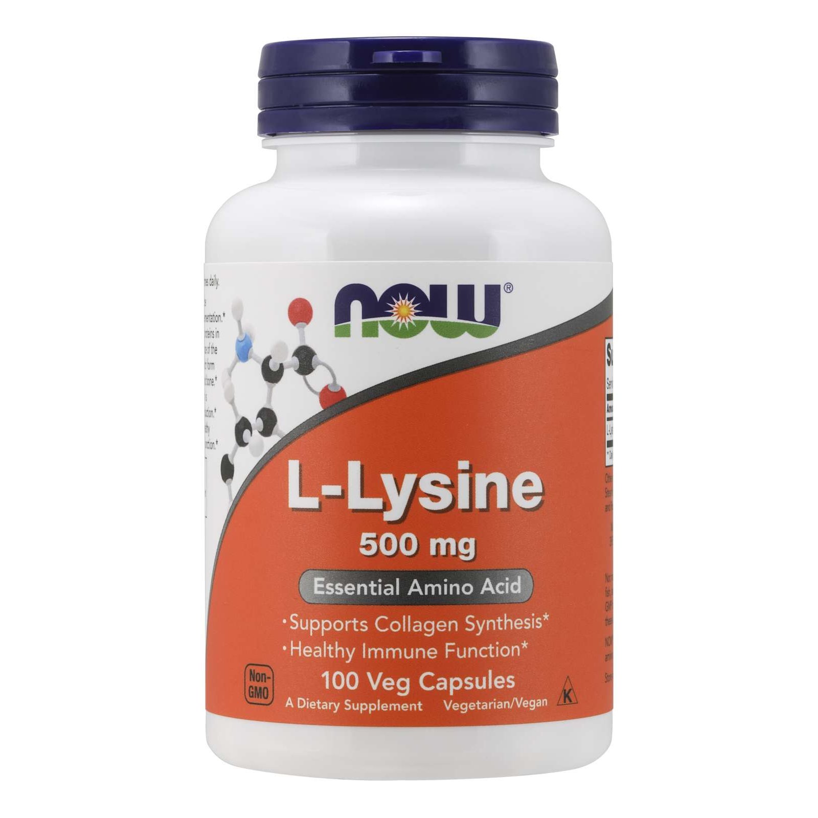 Now Foods L-Lysine 500mg Συμπλήρωμα Διατροφής για την Διατήρηση Υγιούς Ανοσοποιητικού Συστήματος 100 Vegcaps