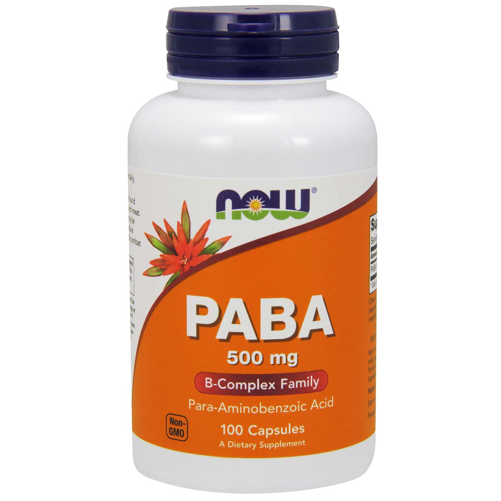 Now Now Foods Paba 500mg (Para-aminobenzoic Acid) Συμπλήρωμα Διατροφής, Φόρμουλα για το Σχηματισμό Ερυθρών Αιμοσφαιρίων 100caps